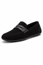 Black Genuine Suede Ultra Flexible Rubber Sole Loafer