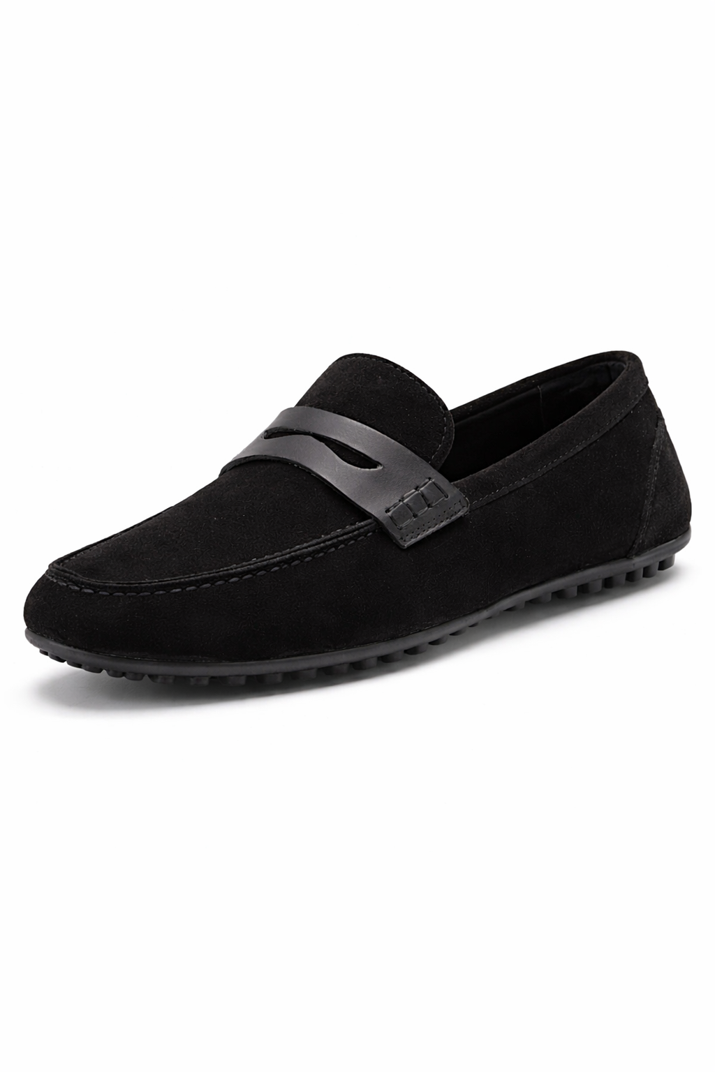 Siyah Hakiki Süet Ultra Esnek Kauçuk Taban Loafer