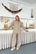 Briar Cable Knit Hooded Two-Piece Set – Mink