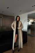Verya Longline Belted Coat – Stone