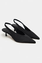 Wilson Slingback Satin Kitten Heels – Red