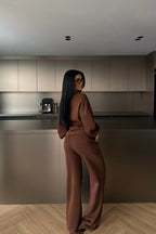 Veylora Sculpted Waist Wide-Leg Lounge Set