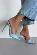 Hailey Patent Leather Stiletto Slide Sandals – 10 CM Heel | Baby Blue