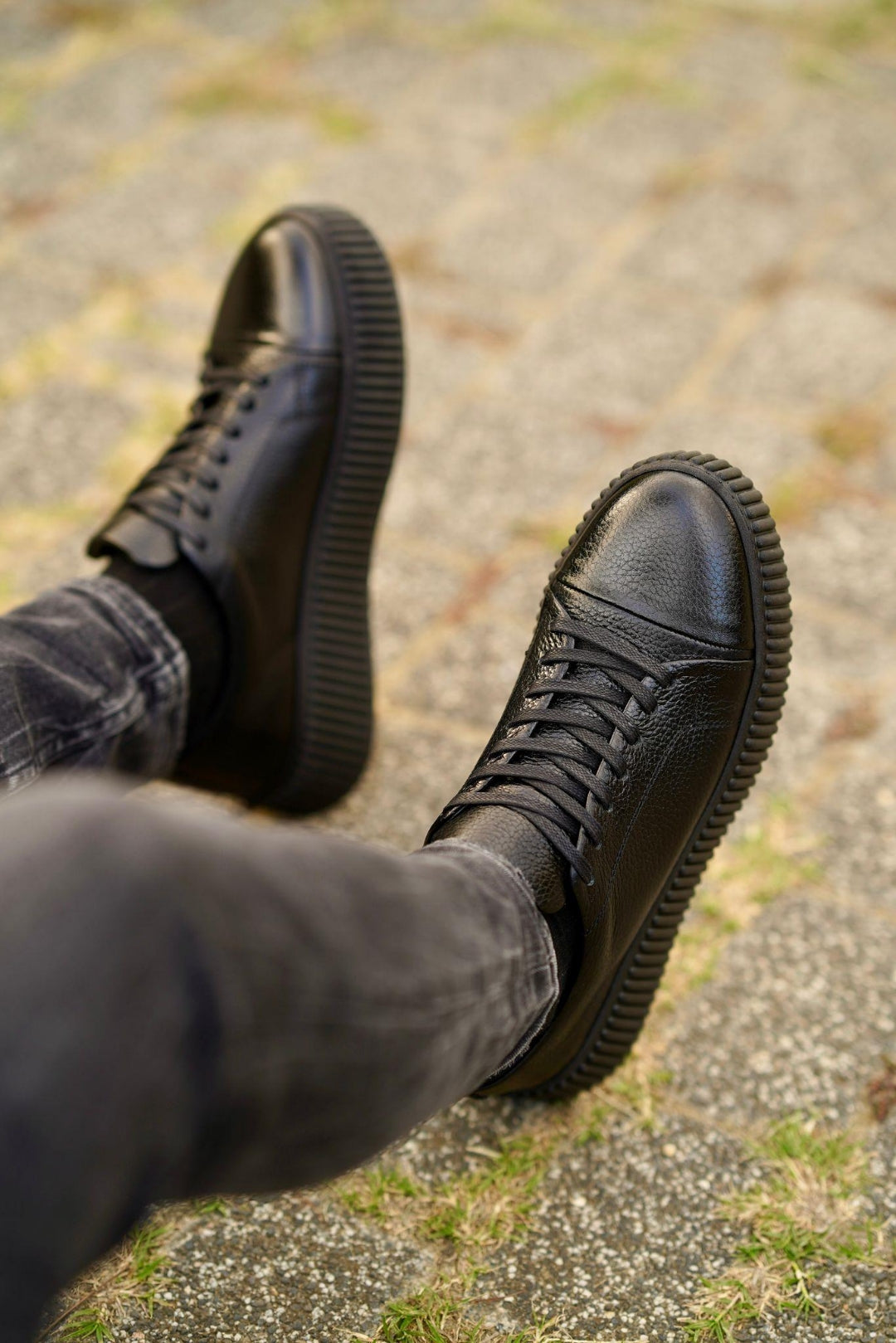 Esteban Siyah %100 Hakiki Deri 4 CM Light Termo Taban Sneaker