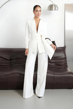 Monaco Lumière Signature Look – Premium White Tailored Suit & Sity Genuine Leather Gold Stiletto Bundle