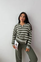 Blythe Striped Polo Knit Two-Piece Set