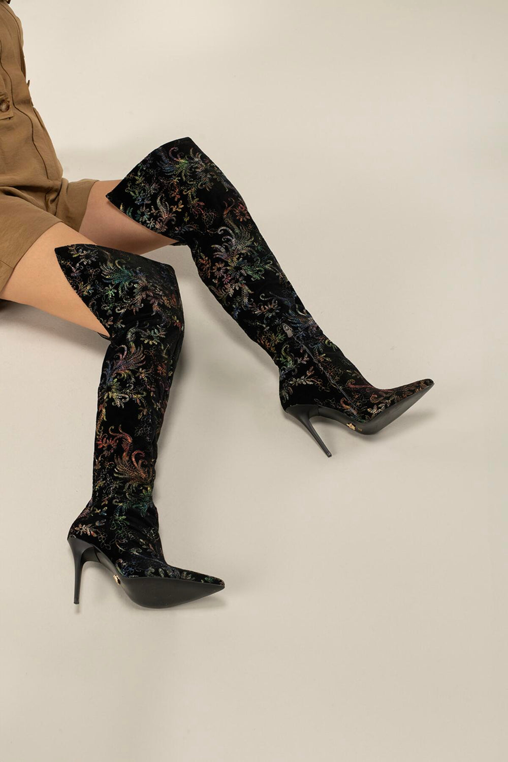 Zavielle Over-the-Knee Stiletto Boots – Metallic Silver