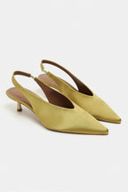 WILSON Satin Slingback Kitten Heel – Turquoise