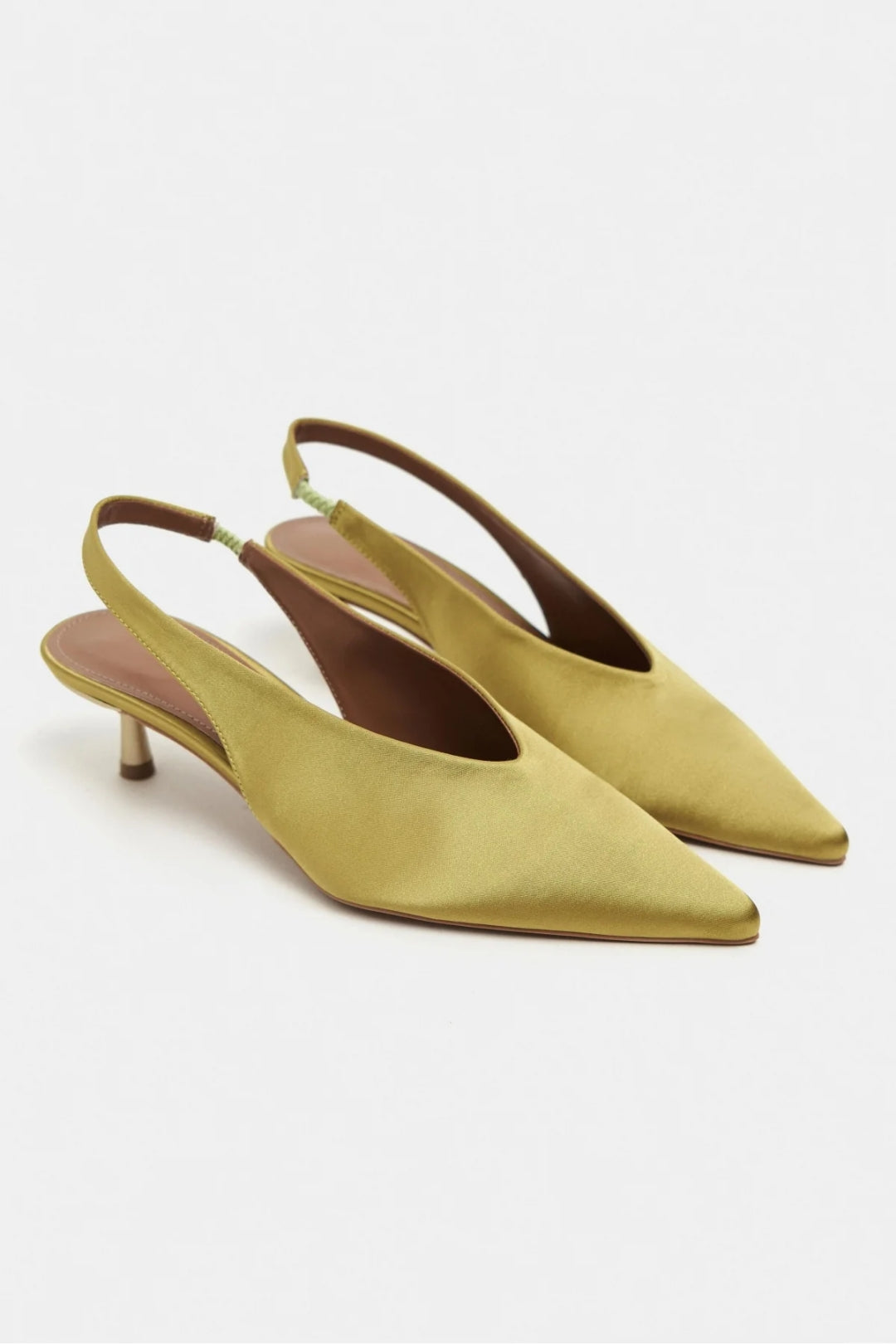 WILSON Satin Slingback Kitten Heel – Turquoise