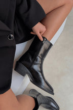 Arielle Short Western Boots – Black Croc