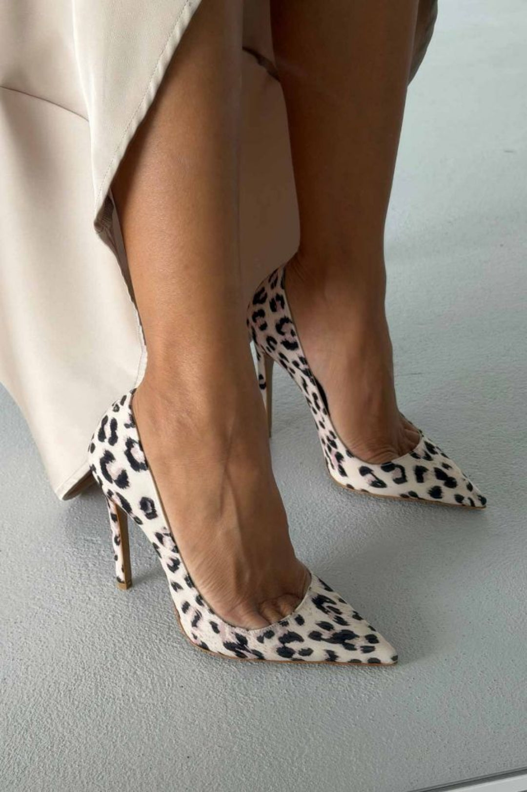 Fia İnce Topuk 12 CM Leopar Stiletto Kadın Ayakkabı