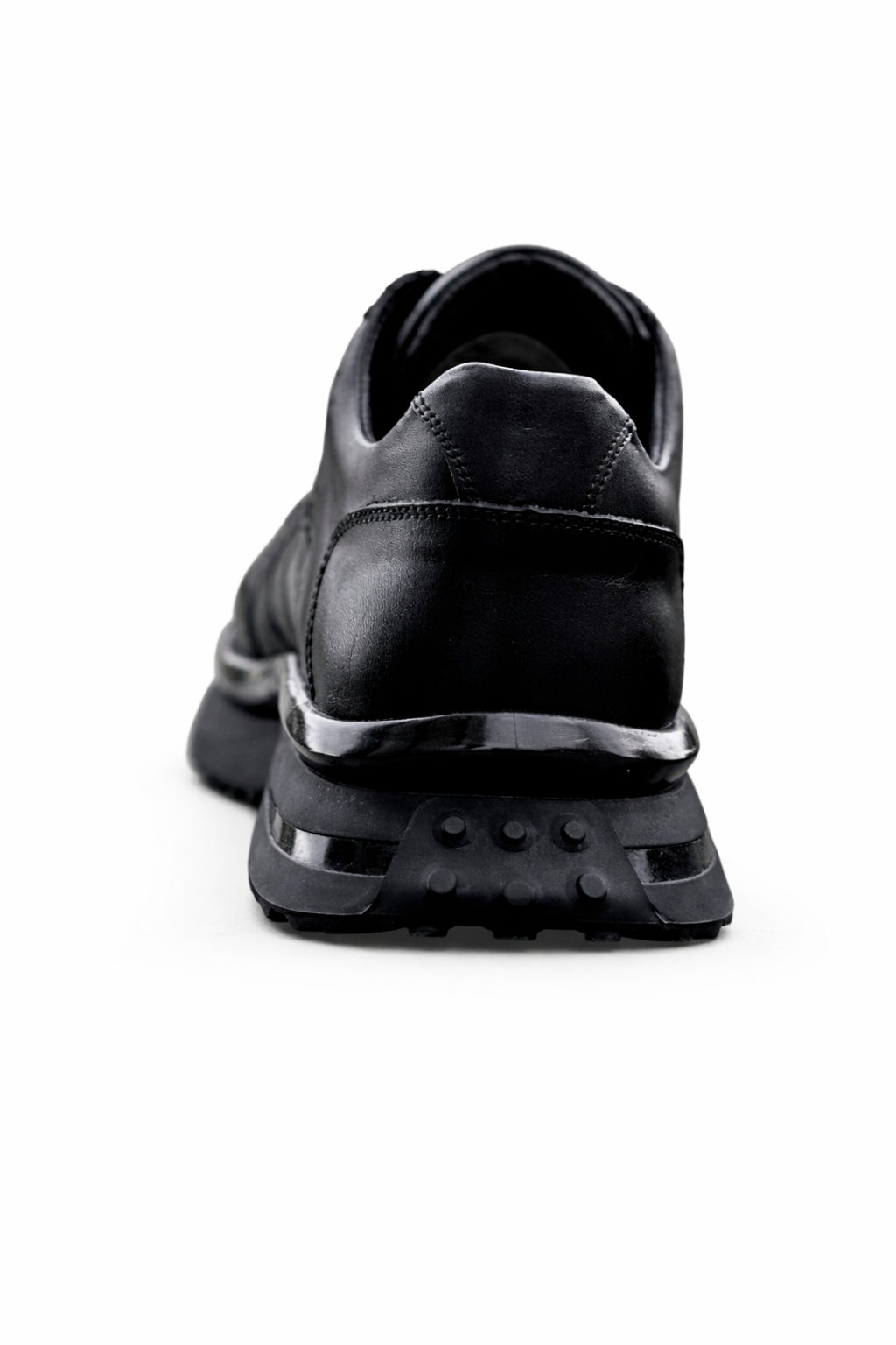 Siyah %100 Hakiki Deri 4 CM İthal Eva Taban Sneaker