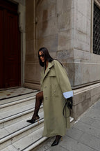 Sable Contrast Panel Trench Coat – Camel
