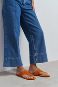Ravello Handcrafted Genuine Leather Toe-Ring Sandals — Orange Suede