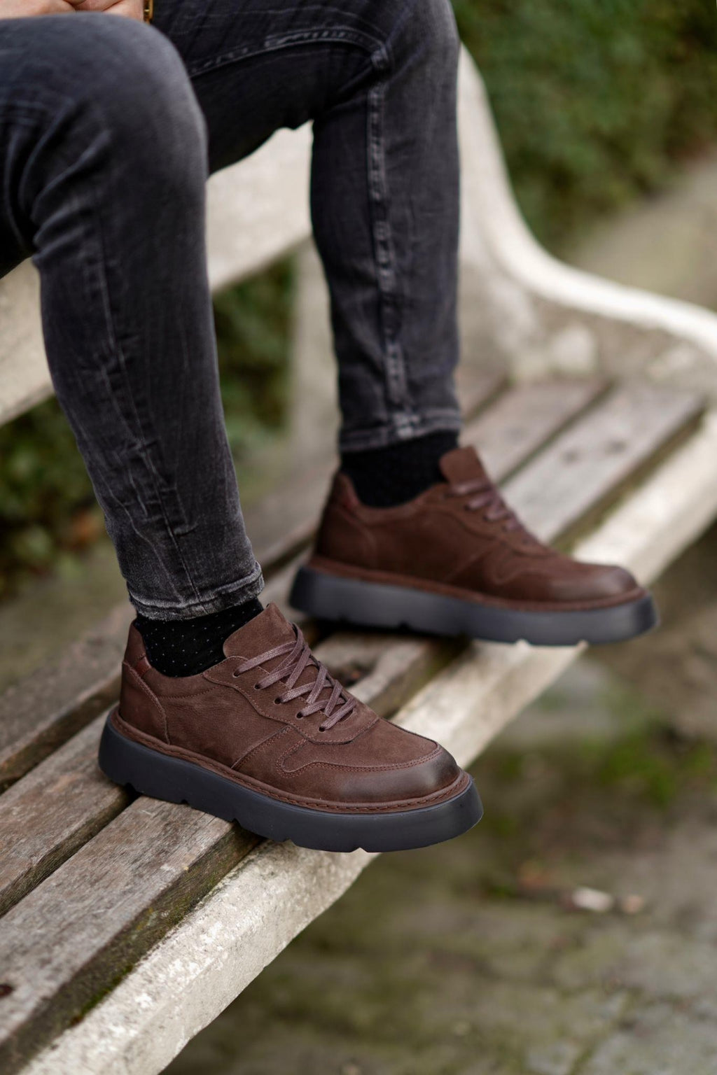 Moreno Kahverengi %100 Hakiki Nubuk Deri 4 CM Eva Taban Sneaker