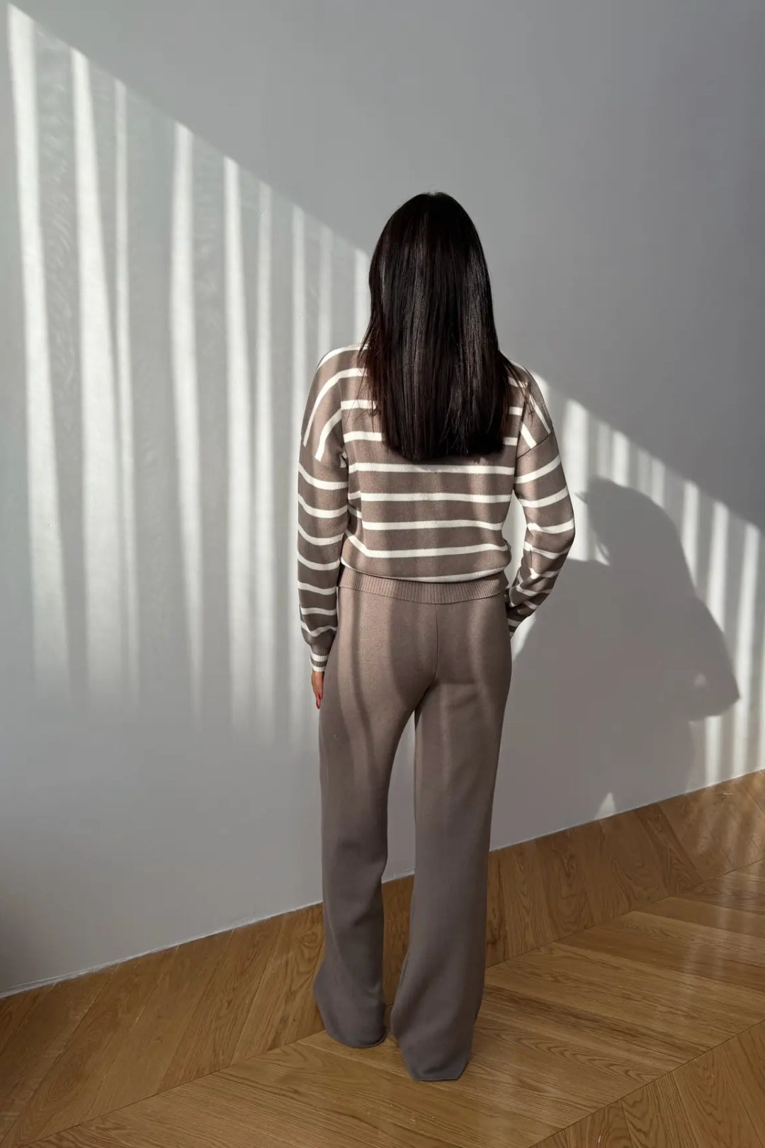 Blythe Striped Polo Knit Two-Piece Set