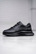 Siyah %100 Hakiki Deri 4 CM İthal Eva Taban Sneaker