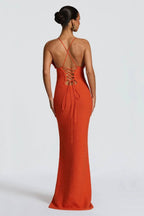 Solara Bloom Crochet Maxi Dress – Orange Floral Lace Knit