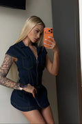 Aveline Denim Belted Mini Dress