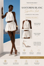 Santorini Blanc Signature Look – White Modal Two-Piece Set & Dubai Crystal Clear Stiletto Bundle