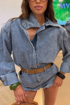Weston Belted Denim Playsuit