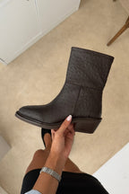 Arielle Short Western Boots – Black Croc
