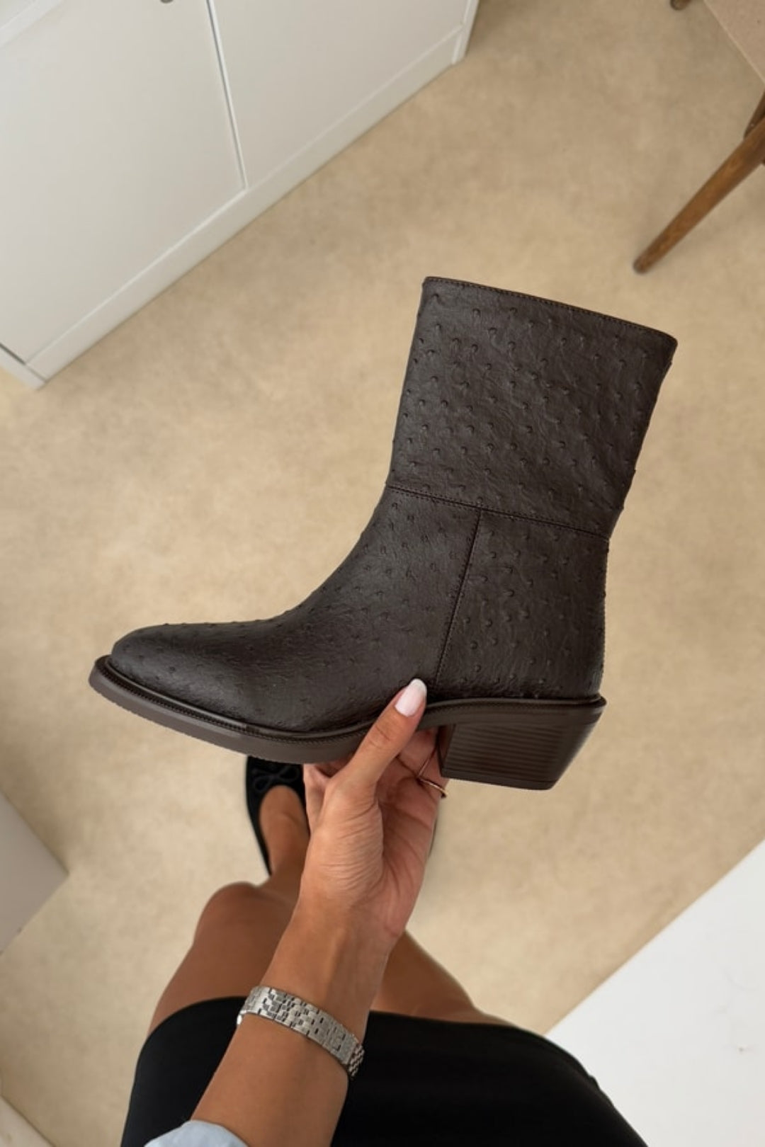 Arielle Short Western Boots – Black Croc