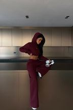 Arden Scarf-Hood Cropped Tracksuit – Smoke Grey