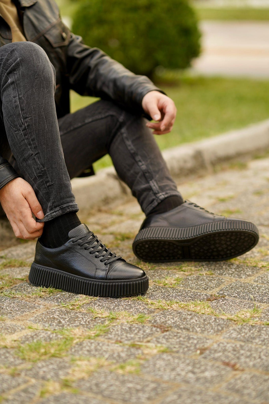Esteban Siyah %100 Hakiki Deri 4 CM Light Termo Taban Sneaker