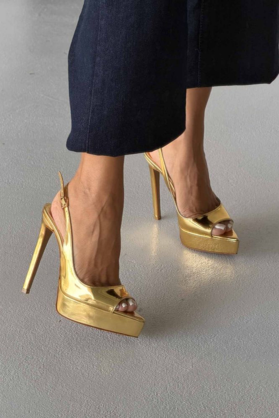 Heimdall Toka Detaylı 13 CM Platform Stiletto - Gold
