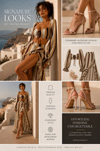 Santorini Soleil Signature Look – Patterned Lycra Set & Strawberry Nude Heels Bundle