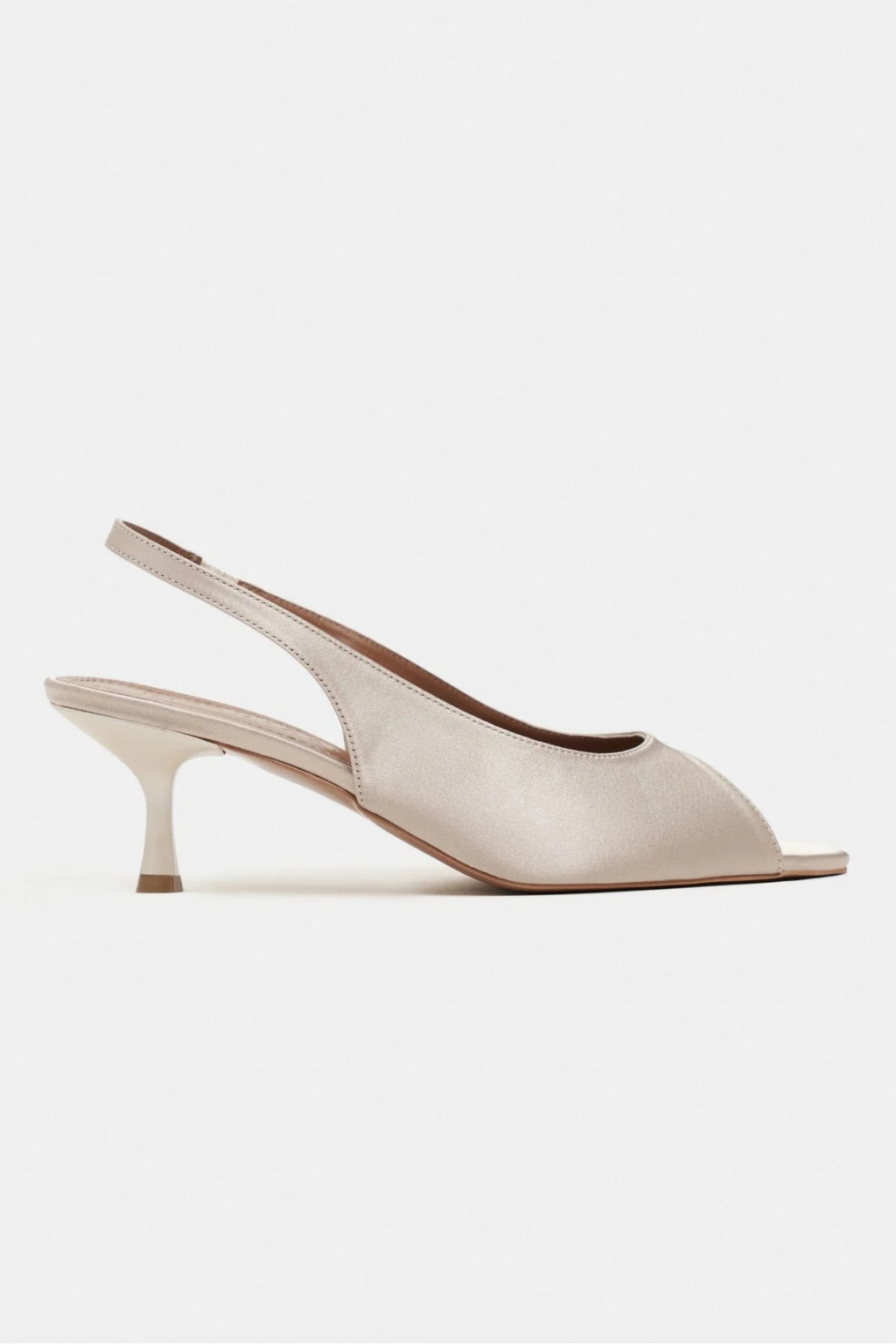 Aurelia Satin Peep-Toe Slingback Kitten Heels – Pearl Satin