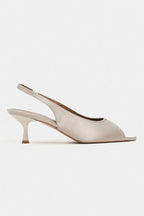 Aurelia Satin Peep-Toe Slingback Kitten Heels – Pearl Satin