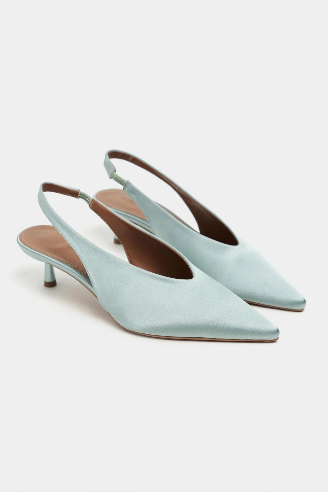 WILSON Satin Slingback Kitten Heel – Turquoise
