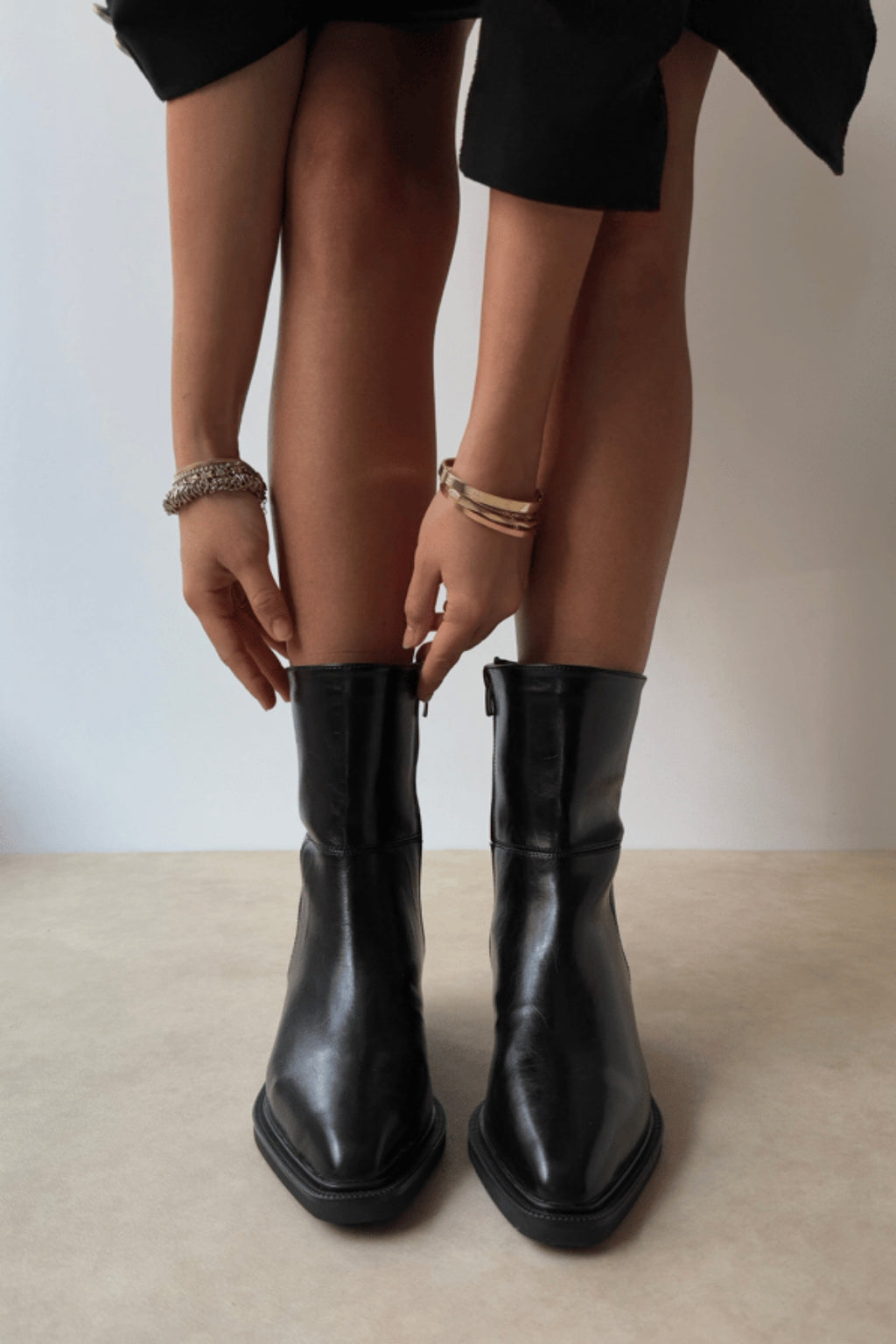 Arielle Short Western Boots – Black Croc