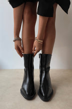Arielle Short Western Boots – Black Croc