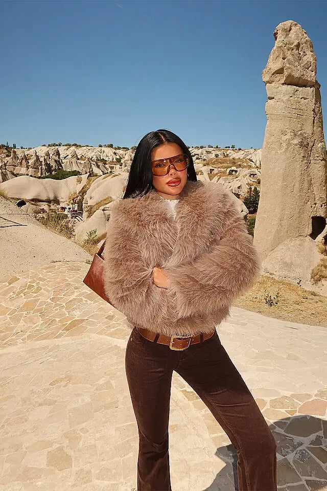 Rufina Luxe Faux Fur Jacket – Bitter Brown