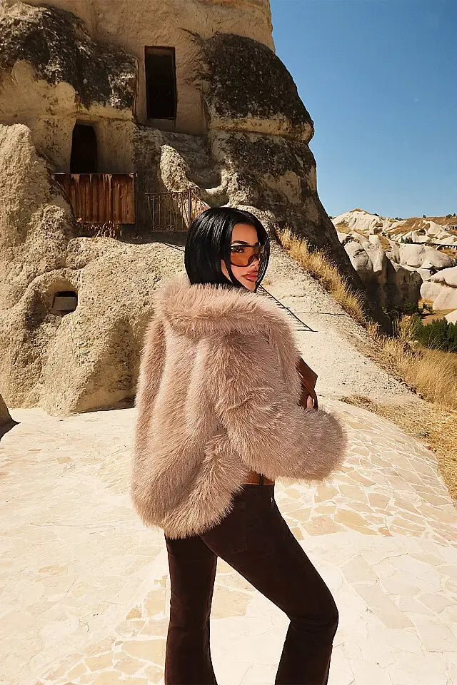 Rufina Luxe Faux Fur Jacket – Bitter Brown