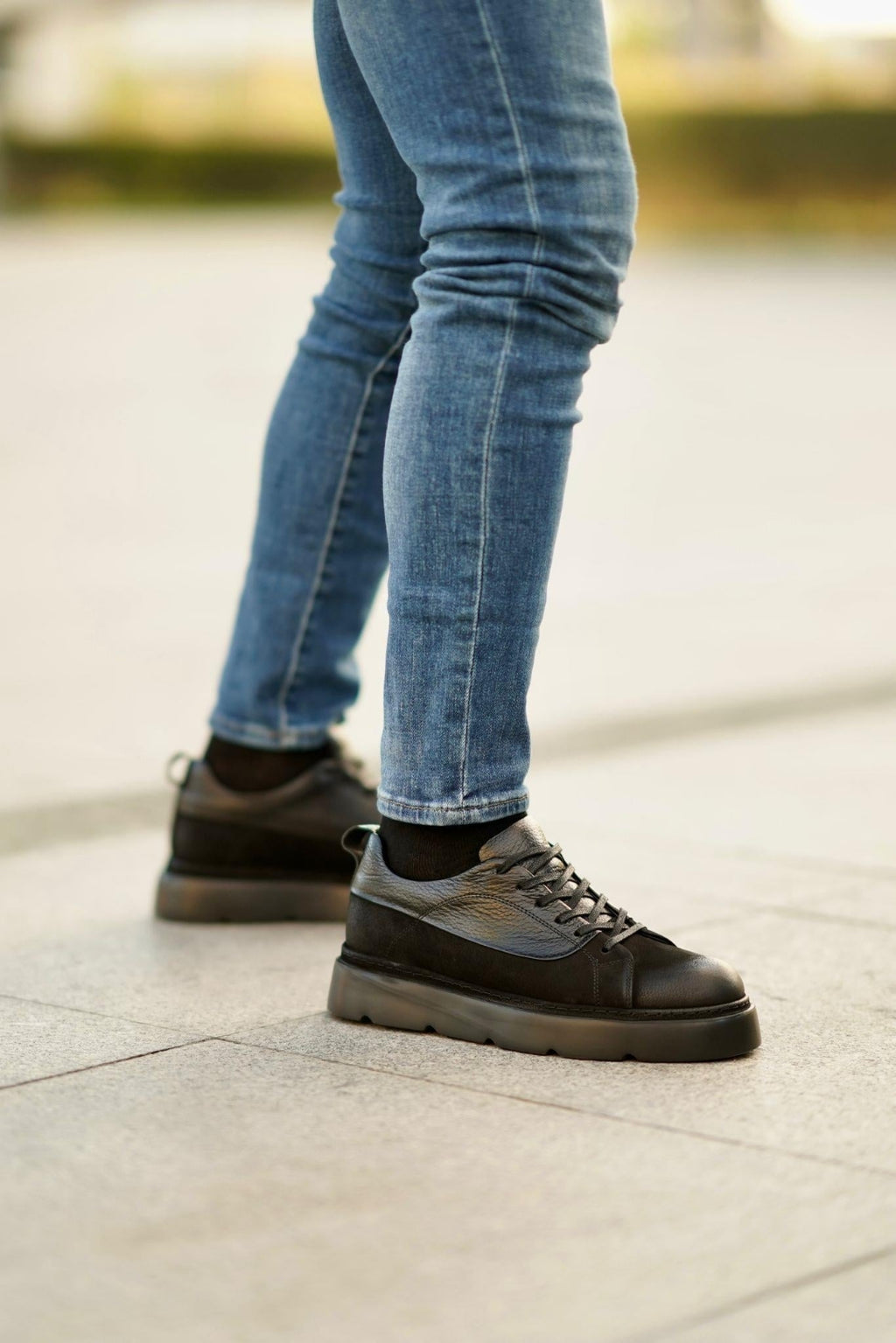 Tony Siyah %100 Hakiki Deri (Nubuk-Floter) Eva Taban Sneaker
