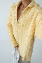 Hollis Cable-Knit Zip-Neck Sweater