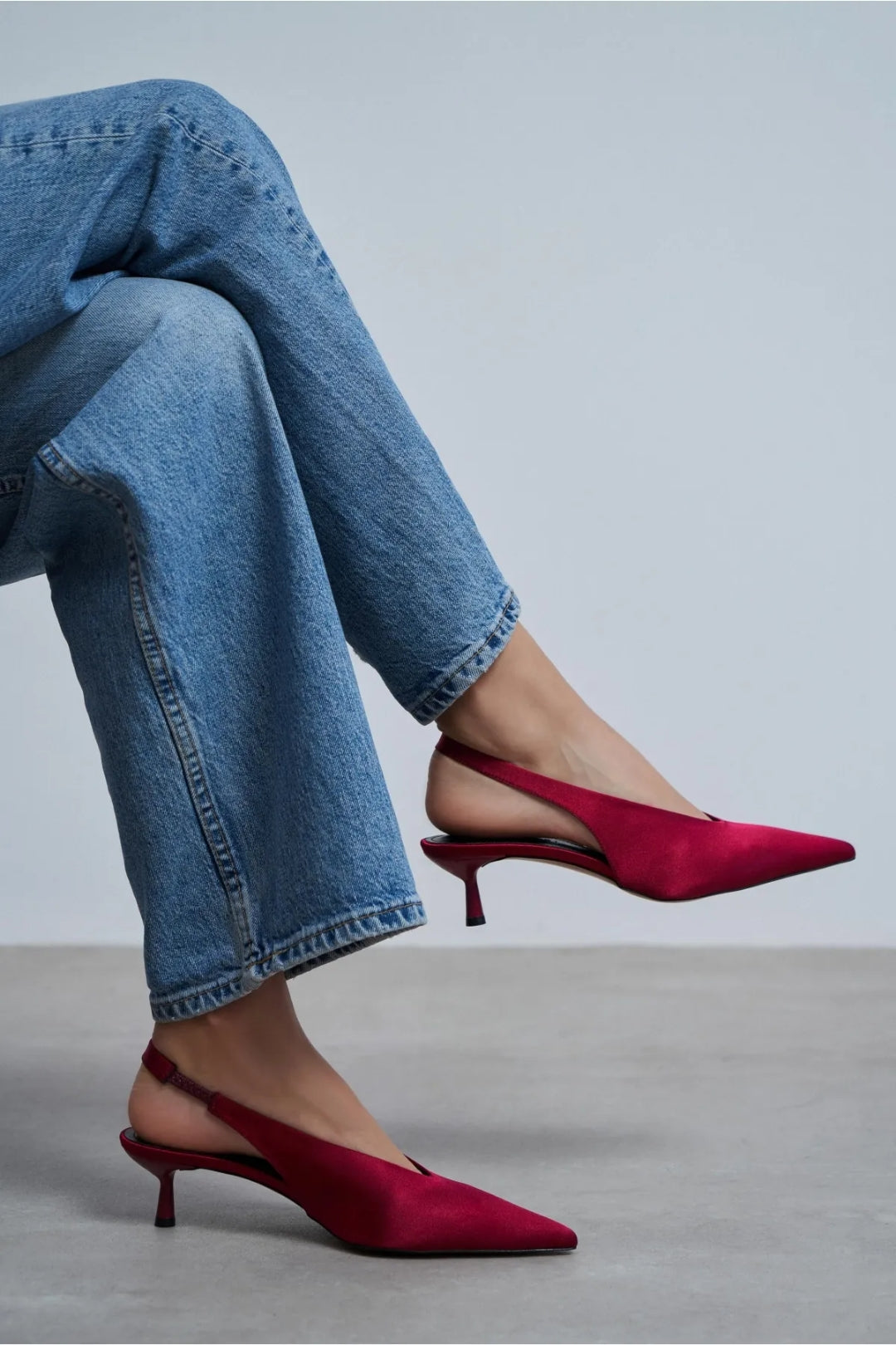 WILSON Satin Slingback Heels – Salmon Satin