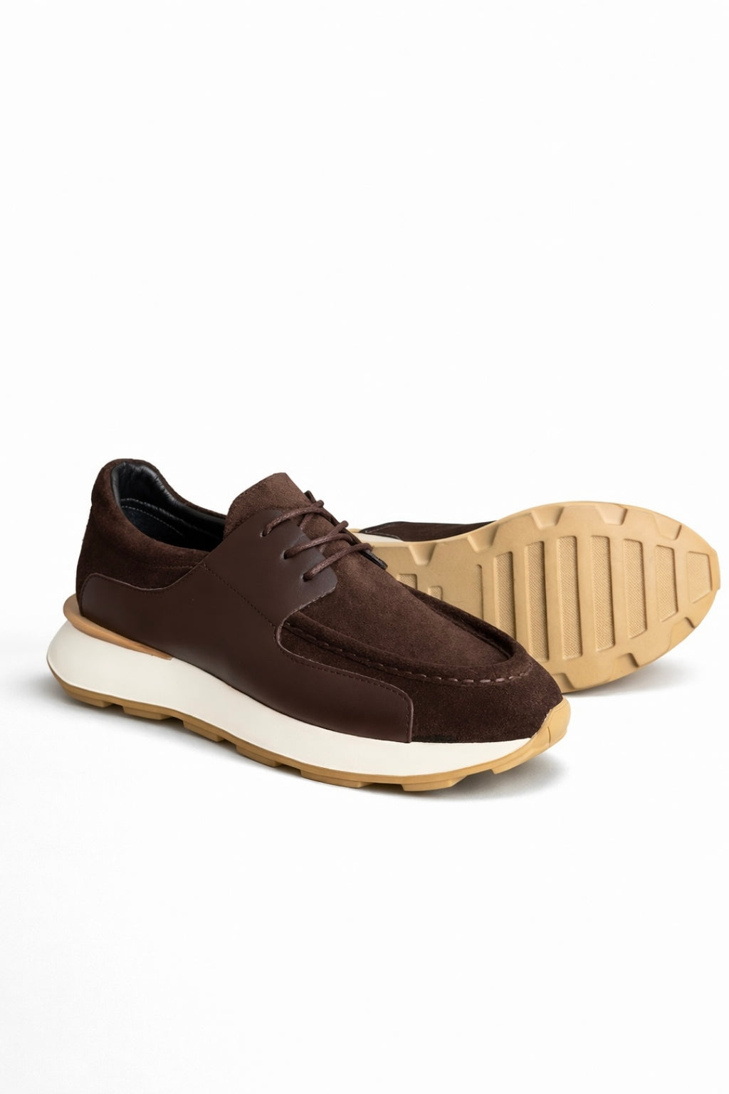 Brown 100% Genuine Leather Ultra Lightweight EVA Sole Sneaker