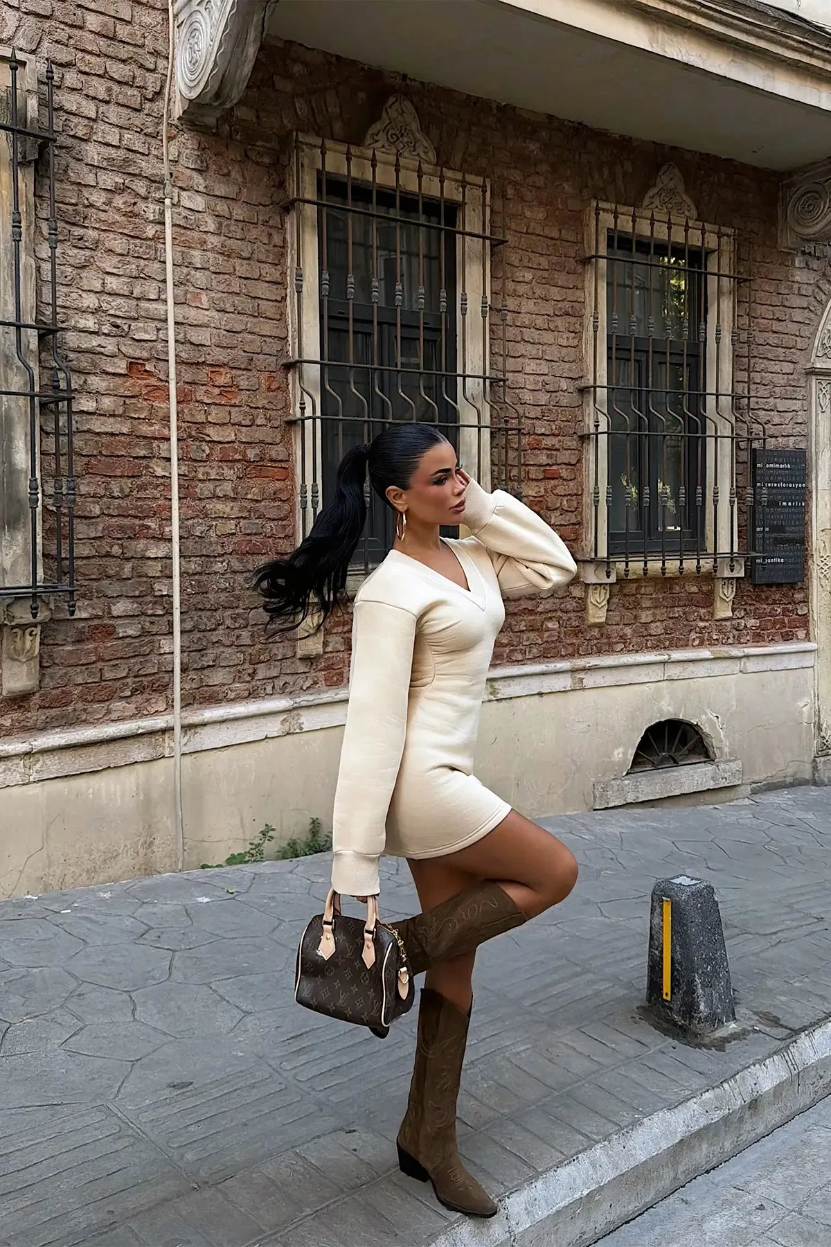 Aven Knit V-Neck Mini Dress