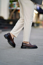 Brown Genuine Leather Penny Loafers