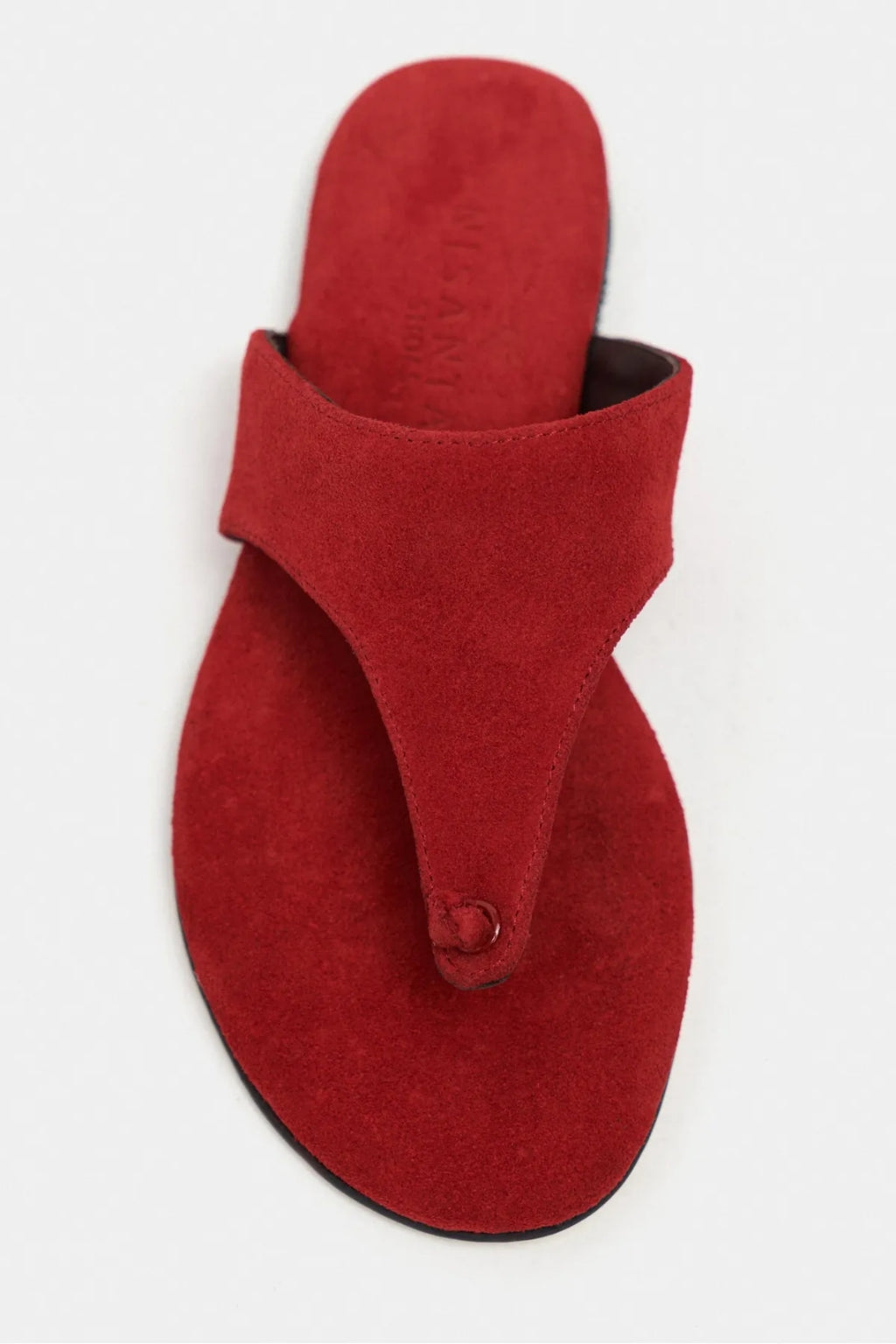 Ravello Handcrafted Genuine Leather Toe-Ring Sandals — Red Suede
