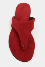 Ravello Handcrafted Genuine Leather Toe-Ring Sandals — Red Suede