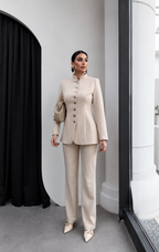 Reine Tailored Button-Front Two-Piece Set – Black