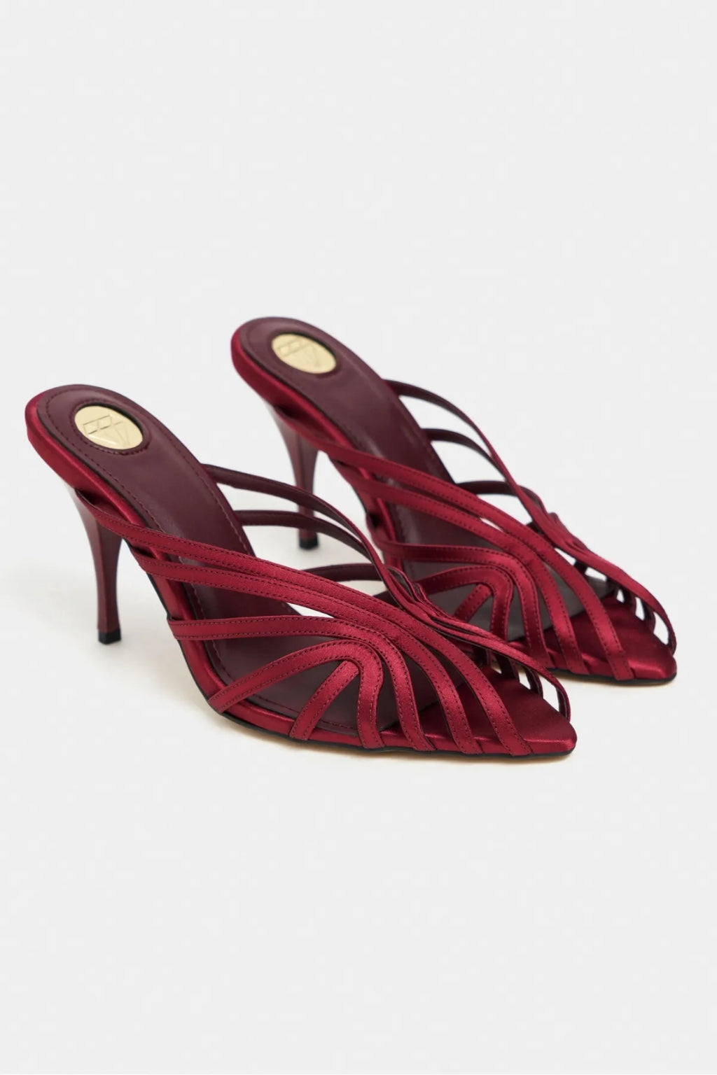 Seraphina Satin Cage-Strap Open-Toe Heeled Mule – Navy Satin