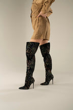 Zavielle Over-the-Knee Stiletto Boots – Metallic Silver