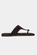 Ravello Handcrafted Genuine Leather Toe-Ring Sandals — Red Suede